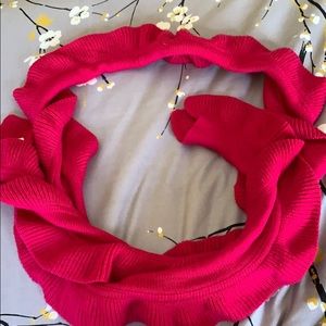 Talbot’s pink ruffle scarf!